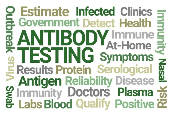 Antibody Testing Word Cloud White Background — Stock Photo, Image