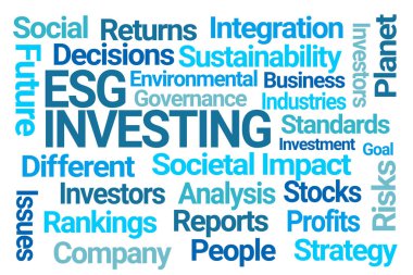 ESG Yatırım Sözcük Bulutu Beyaz Arkaplanda