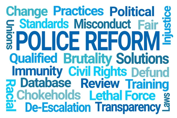 Polisreform Word Cloud Vit Bakgrund — Stockfoto