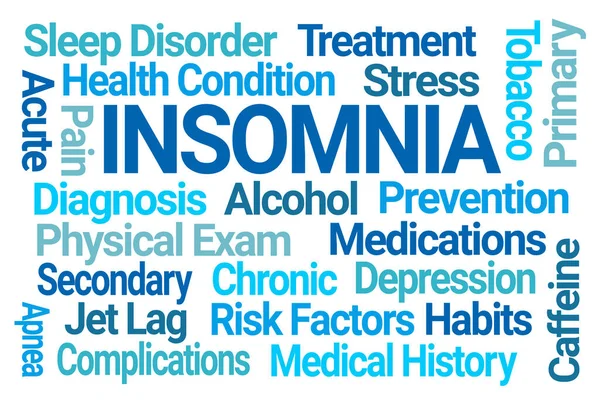 Insomnia Blue Word Cloud Fehér Háttér — Stock Fotó