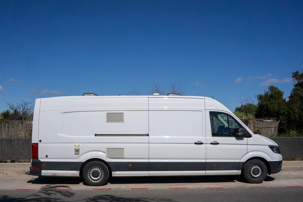 Valencia Spain March 2024 White Volkswagen Crafter Van Parked Side Stock Image