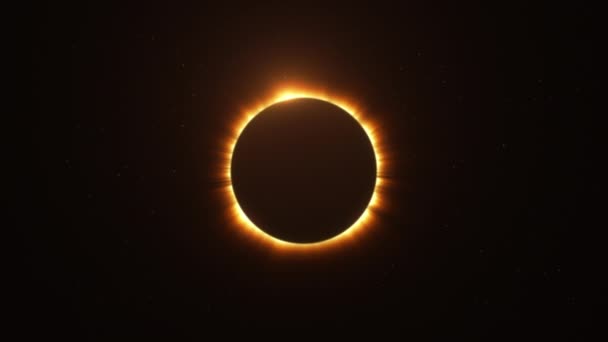 Eclipse Solar Con Rayos Luz Sobre Lazo Cielo Estrellado — Vídeos de Stock