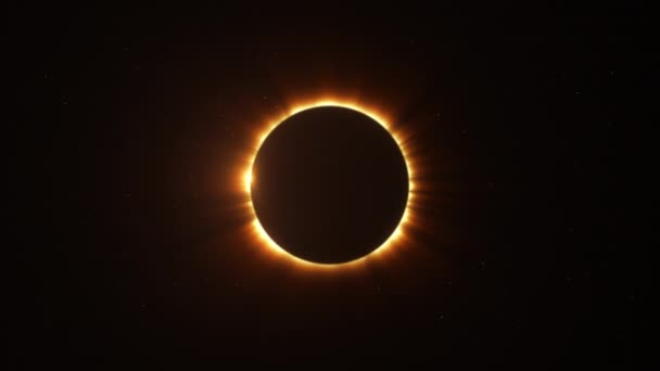 Eclipse Solar Llamarada Giratoria Con Rayos Luz Sobre Lazo Cielo — Vídeos de Stock
