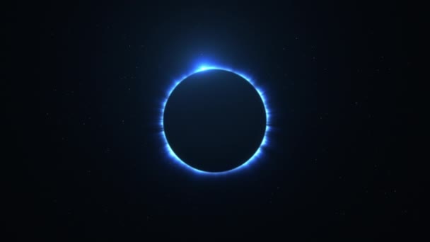 Blue Solar Eclipse Light Rays Starry Sky Loop — Stock Video