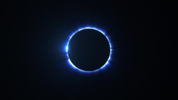 Rotierende Blaue Sonnenfinsternis Mit Lichtstrahlen Über Sternenhimmel Schleife — Stockvideo
