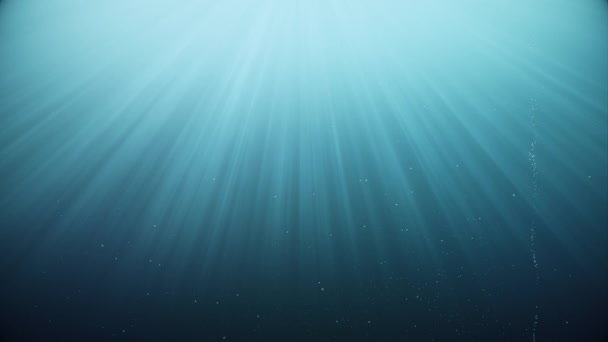 Mar Profundo Com Bolhas Subaquáticas Abstrato Etéreo Raios Luz Celestial — Vídeo de Stock