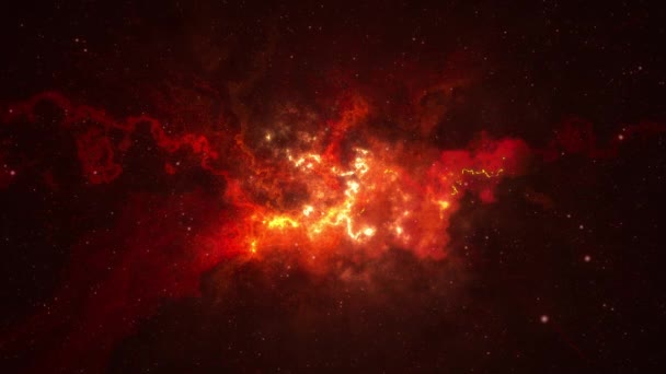 Fiery Red Abstract Fractal Universe Space Looping Background — Stock Video