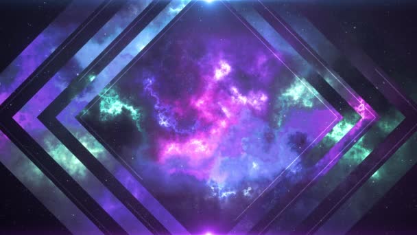 Magenta Teal Abstract Mirror Framed Geometric Fractal Looping Background — Stock Video