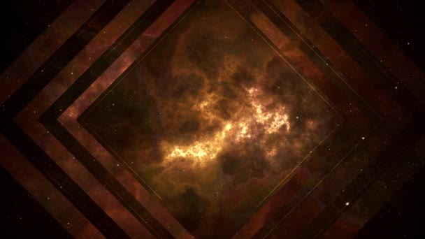 Sıcak Amber Soyut Ayna Çerçeveli Geometrik Fraktal Döngü Arka Plan — Stok video