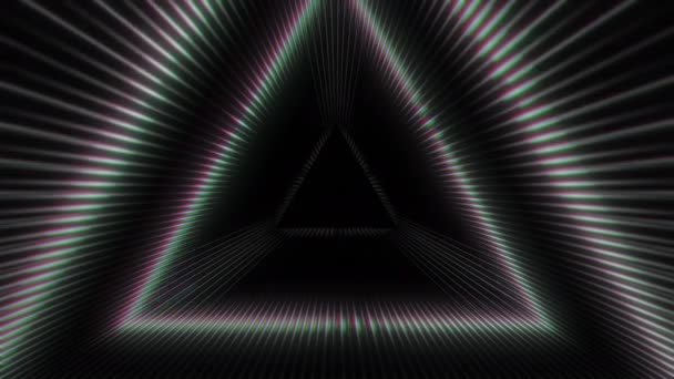 Túnel Triángulo Impulsado Por Tempo Abstracto Analógico Con Líneas Escaneo — Vídeos de Stock