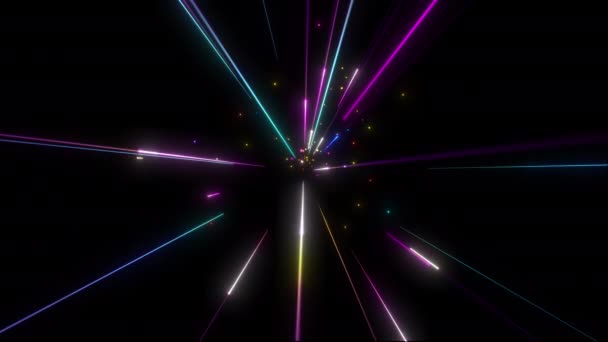 Des rayures lumineuses supersoniques colorées entrent et sortent par avion 