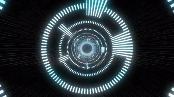 Blaue Abstrakte Segmentierte Strahlungsmuster Holographische Tunnelschleife — Stockvideo