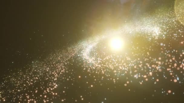 Nebulosa Partículas Abstracta Oro Galaxy Volar Través — Vídeo de stock