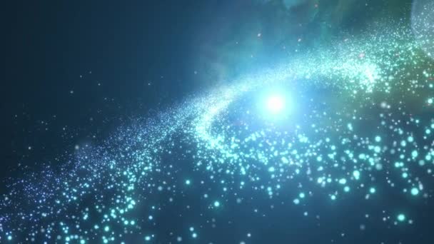 Blue Abstract Particle Nebula Galaxy Fly — Stock Video