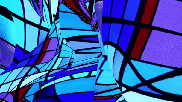 Distorted Abstract Warped Stained Glass Looping Background — Stock Video