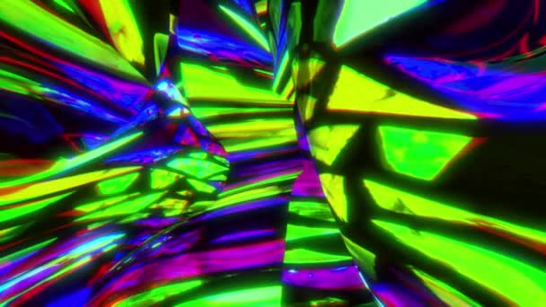 Distorted Psychedelic Abstract Warped Stained Glass Looping Background — Stock Video