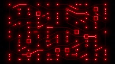 Parlayan Kırmızı Sparce Devre Animasyon Anakart Loop