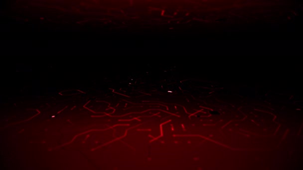 深い赤い回路基板環境の背景ループ上の無限の旅行 — ストック動画