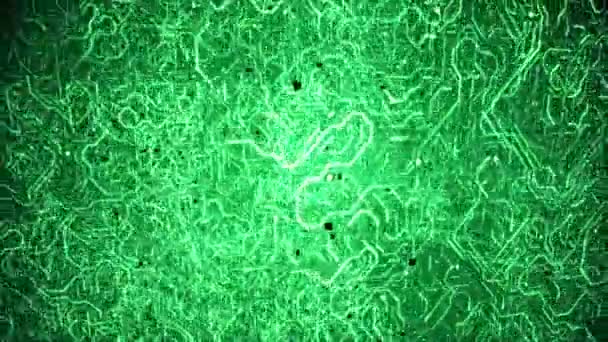 网络空间中大型绿色电路网格旋转 — 图库视频影像