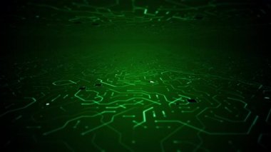 Deep Green Circuitboard Oda Arka Plan Loop Over Endless Seyahat