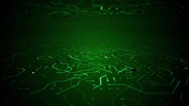 Endless Travel Deep Green Circuitboard Room Background Loop — Stock Video