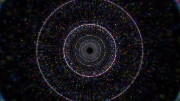 Moderne Veelkleurige Deeltjes Abstract Cirkel Tunnel Looping Achtergrond — Stockvideo