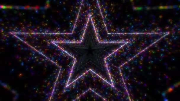 Moderna Partícula Multicolor Abstracta Forma Estrella Túnel Looping Fondo — Vídeos de Stock