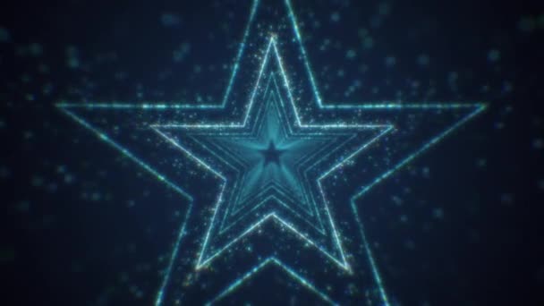 Modern Blue Particle Abstract Star Shaped Tunnel Fundo Loop — Vídeo de Stock