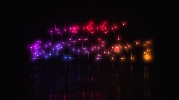 Moderní Mnohobarevné Stíhací Neonové Znamení Které Hláskuje Šťastný Birthday Odhalením — Stock video