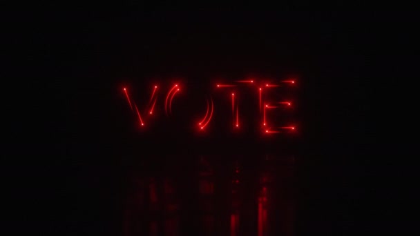 现代追逐霓虹灯的名称 拼写Vote与揭示和10秒循环结束 — 图库视频影像