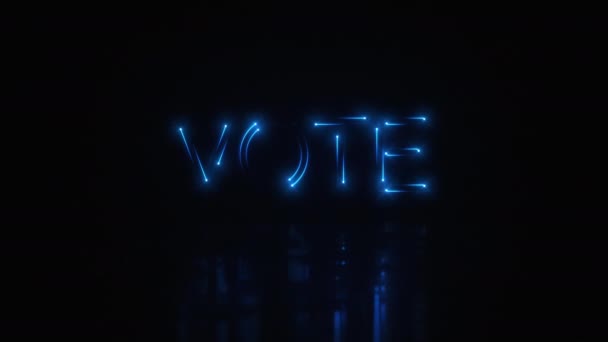 Blue Neon Vote Τίτλος Υπόγραψε Δευτερόλεπτα Loop — Αρχείο Βίντεο