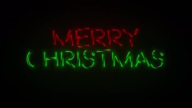 Modern izole edilmiş kırmızı ve yeşil kovalamaca işareti Merry Noel 'i işaret ediyor ve sonunda 10 saniye döngü var..