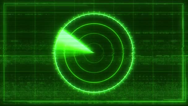 Animación Pantalla Radar Brillante Verde Abstracto Que Bucle Con Distorsión — Vídeo de stock