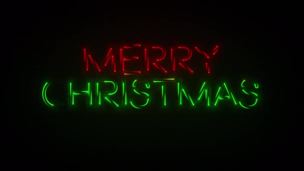 Moderne Isolierte Rote Und Grüne Leuchtreklame Die Merry Weihnachten Mit — Stockvideo