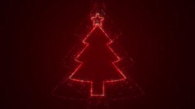 Yıldız Tüneli Döngüsü Kırmızı Arkaplanlı Modern Parçacık Soyut Noel Ağacı