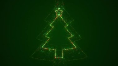 Çağdaş Parçacık Soyut Noel Ağacı Yıldız Tüneli Döngüsü Yeşil Arkaplan