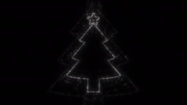 Modern Parçacık Soyut Noel Ağacı Alfa Kanal Matte Yıldız Tüneli Döngüsü Kara Arkaplan