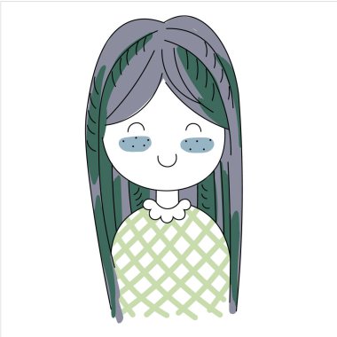 çizgi film olumlu tatlı şirin renkli doodle kız