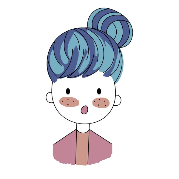 Cartoon Positive Sweet Cute Colored Doodle Girl — Stock Vector