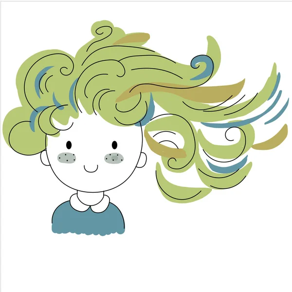 Desenho Animado Positivo Doce Bonito Colorido Doodle Menina —  Vetores de Stock