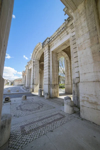 Fragment Starej Łuków Architektura Widok Pałacu Aranjuez Muzeum Dzisiejszych Czasach — Zdjęcie stockowe