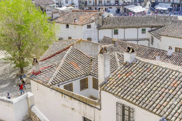 Starodávné Dlaždice Střechy Chinchon Madrid Španělsko Pohled Horní Strany Hlavního — Stock fotografie