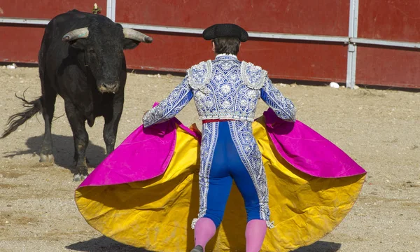 Tjurfäktning Traditionell Spansk Fest Där Matador Kämpar Tjur — Stockfoto