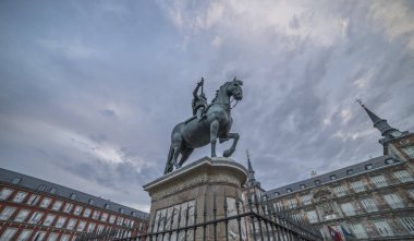 Felipe III heykel şehir Madrid, İspanya Plaza Mayor Merkezi