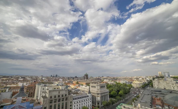 Madrid España Paisaje Urbano Sobre Calle Comercial Gran Vía España — Foto de Stock