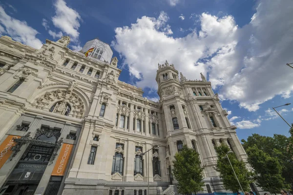 Madrid Belediye Veya Eski Iletişim Palace Spanya Cibeles Çeşme — Stok fotoğraf