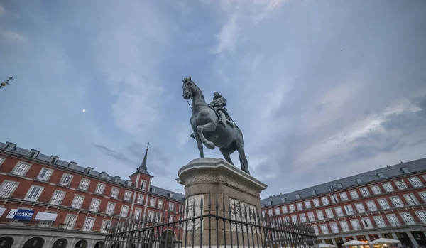 Felipe Iii Heykel Şehir Madrid Spanya Plaza Mayor Merkezi — Stok fotoğraf