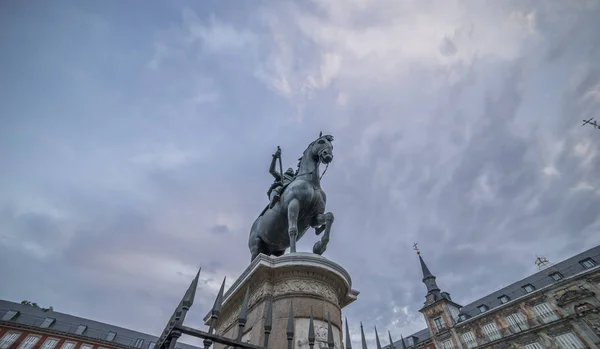 Felipe Iii Heykel Şehir Madrid Spanya Plaza Mayor Merkezi — Stok fotoğraf