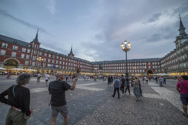 Madrid Spanje Juli 2018 Plaza Mayor Met Het Standbeeld Van — Stockfoto