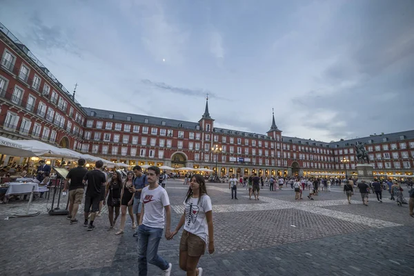 Madrid Spanje Juli 2018 Plaza Mayor Met Het Standbeeld Van — Stockfoto